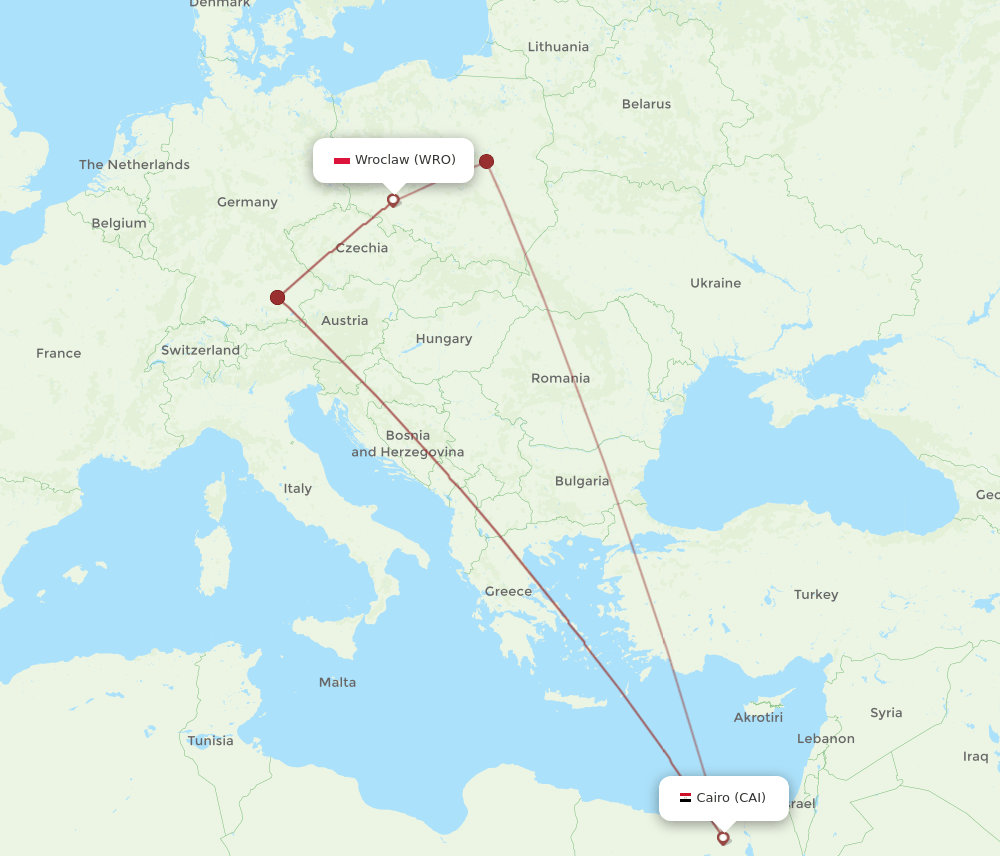 CAI-WRO flight routes