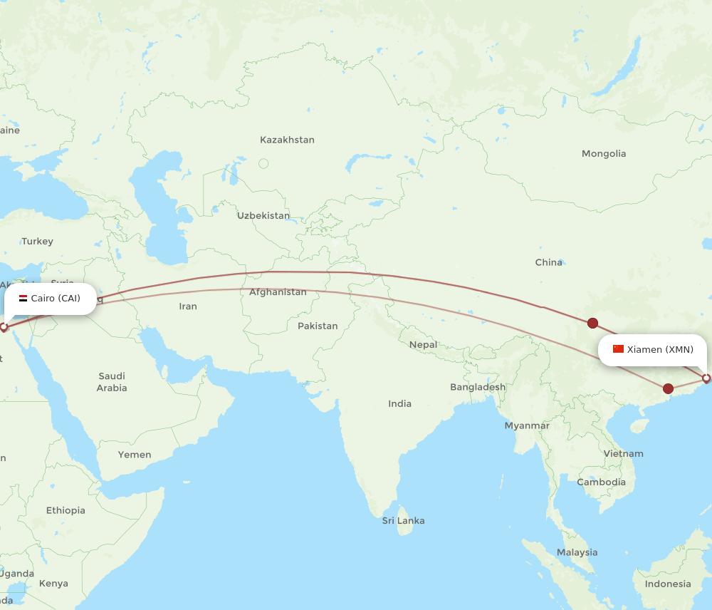 CAI-XMN flight routes