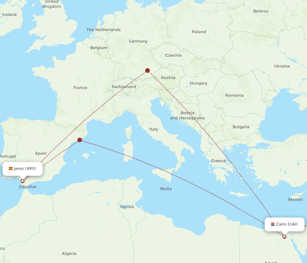 CAI-XRY flight routes