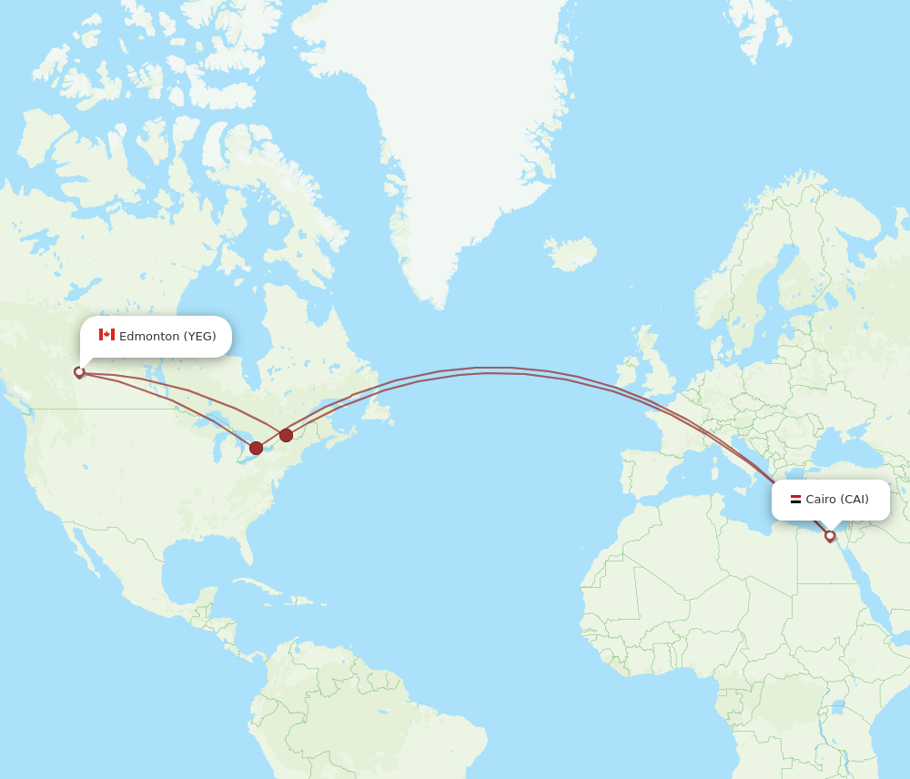 CAI-YEG flight routes
