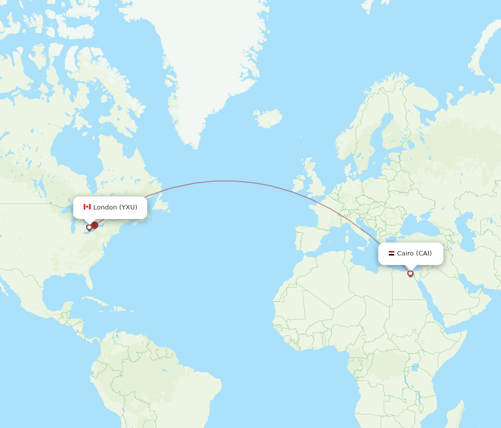 YXU to CAI flights and routes map