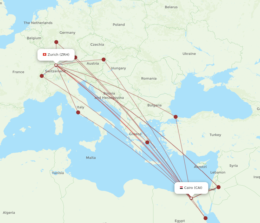 CAI-ZRH flight routes
