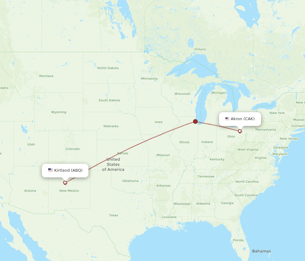 CAK-ABQ flight routes