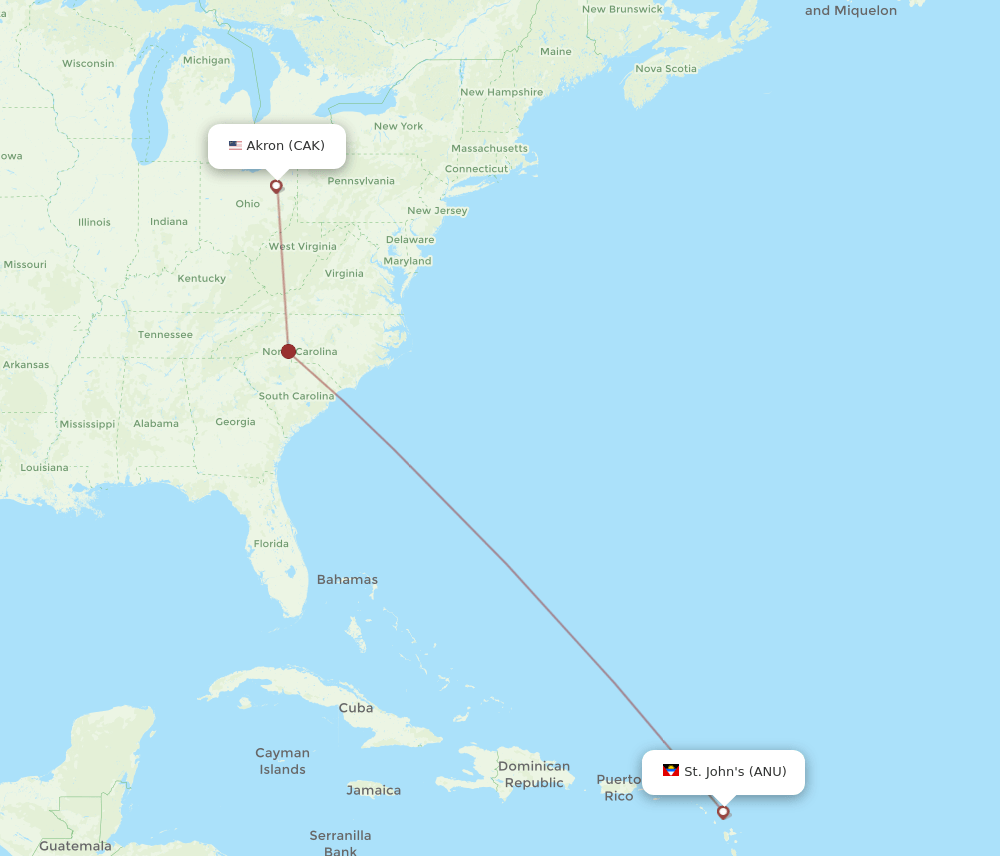CAK-ANU flight routes