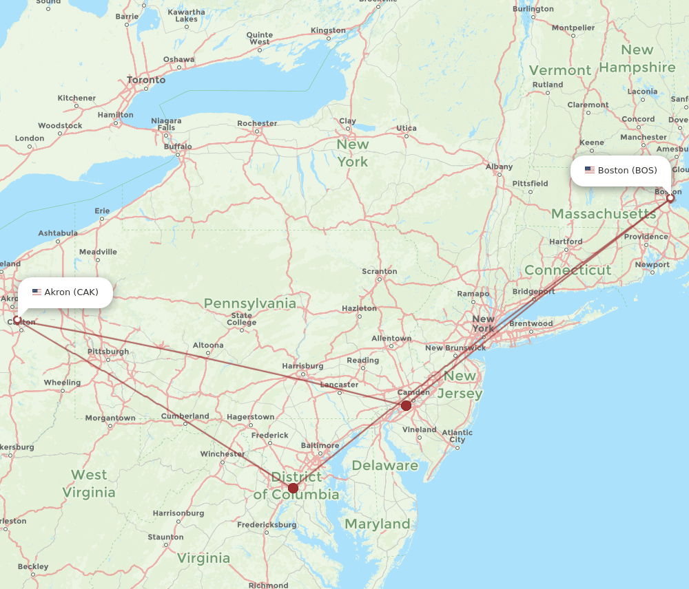 CAK-BOS flight routes