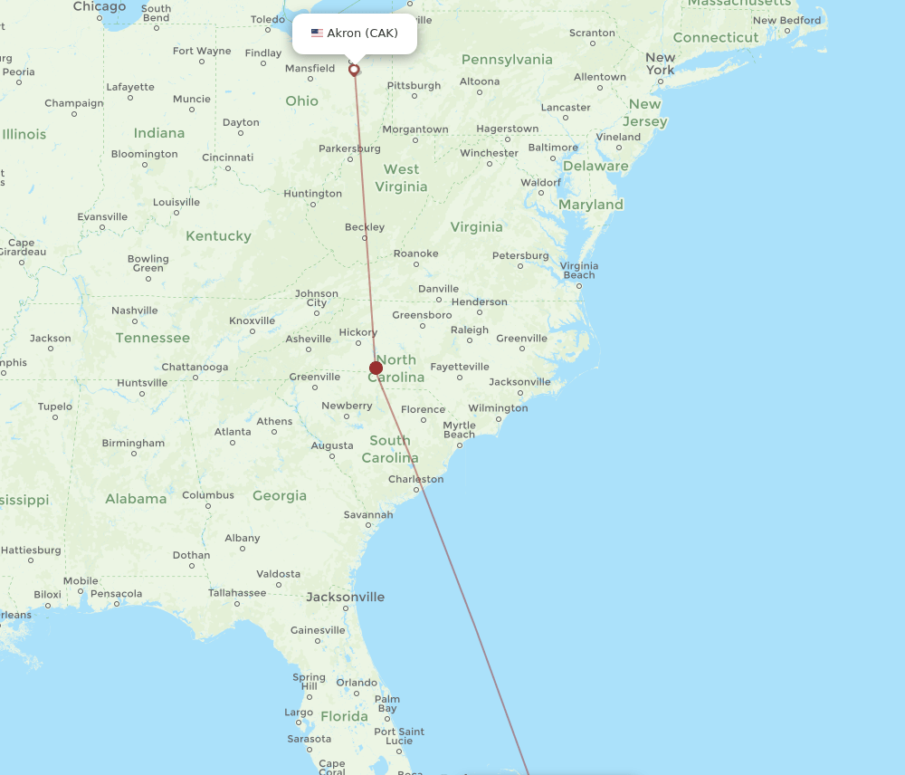 CAK-ELH flight routes