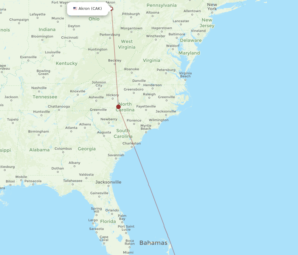 CAK-GGT flight routes