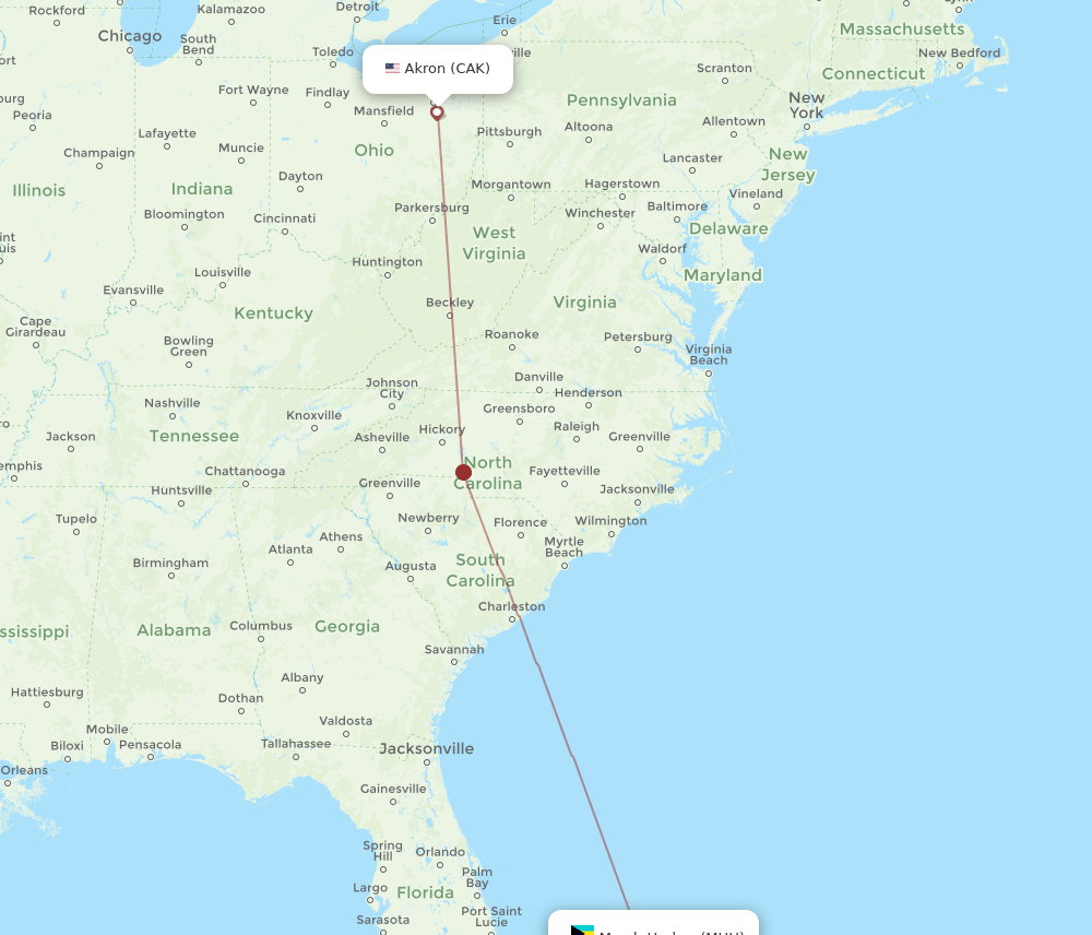 CAK-MHH flight routes