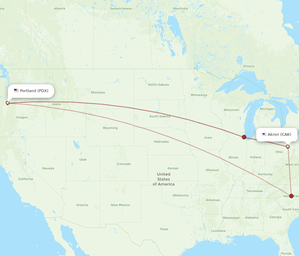CAK-PDX flight routes