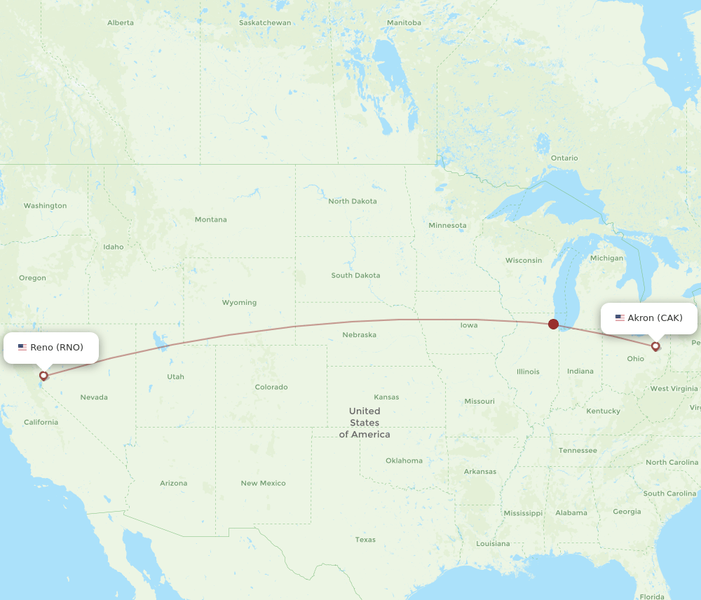 CAK-RNO flight routes