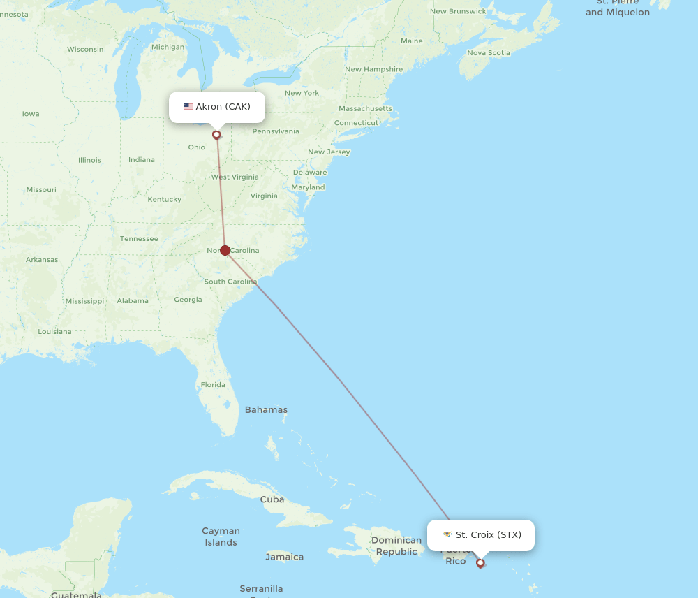 CAK-STX flight routes