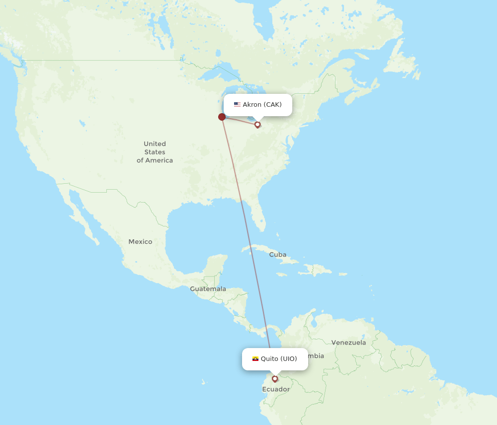 CAK to UIO flights and routes map
