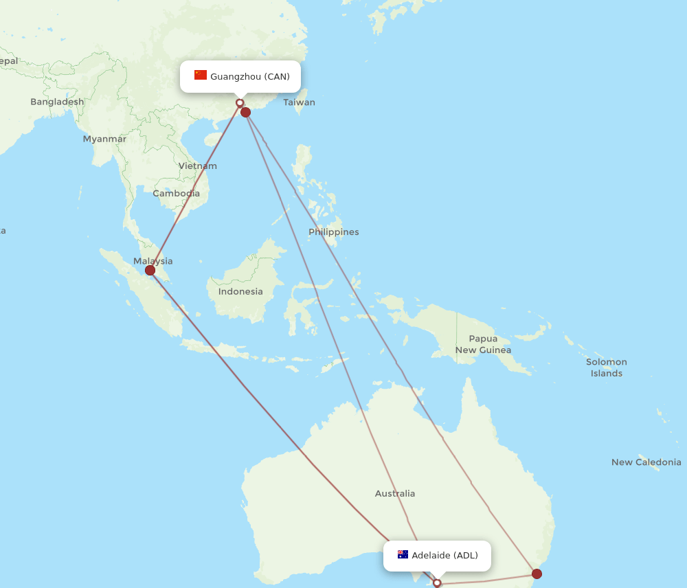CAN-ADL flight routes