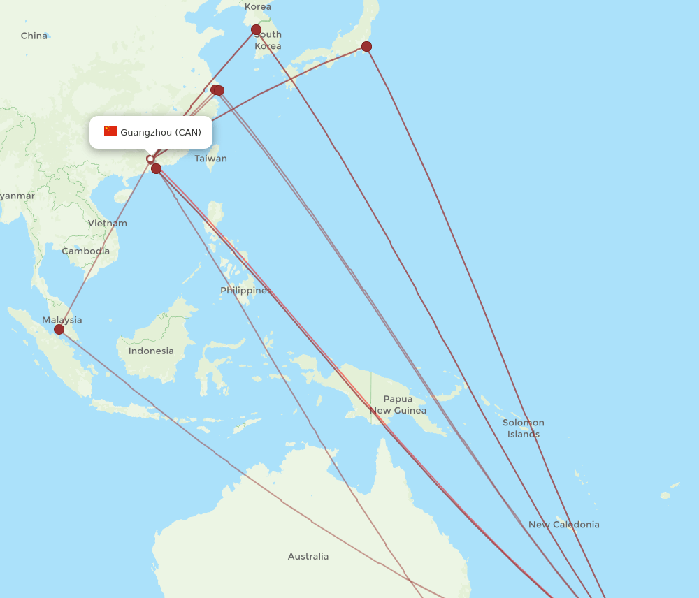 CAN-AKL flight routes