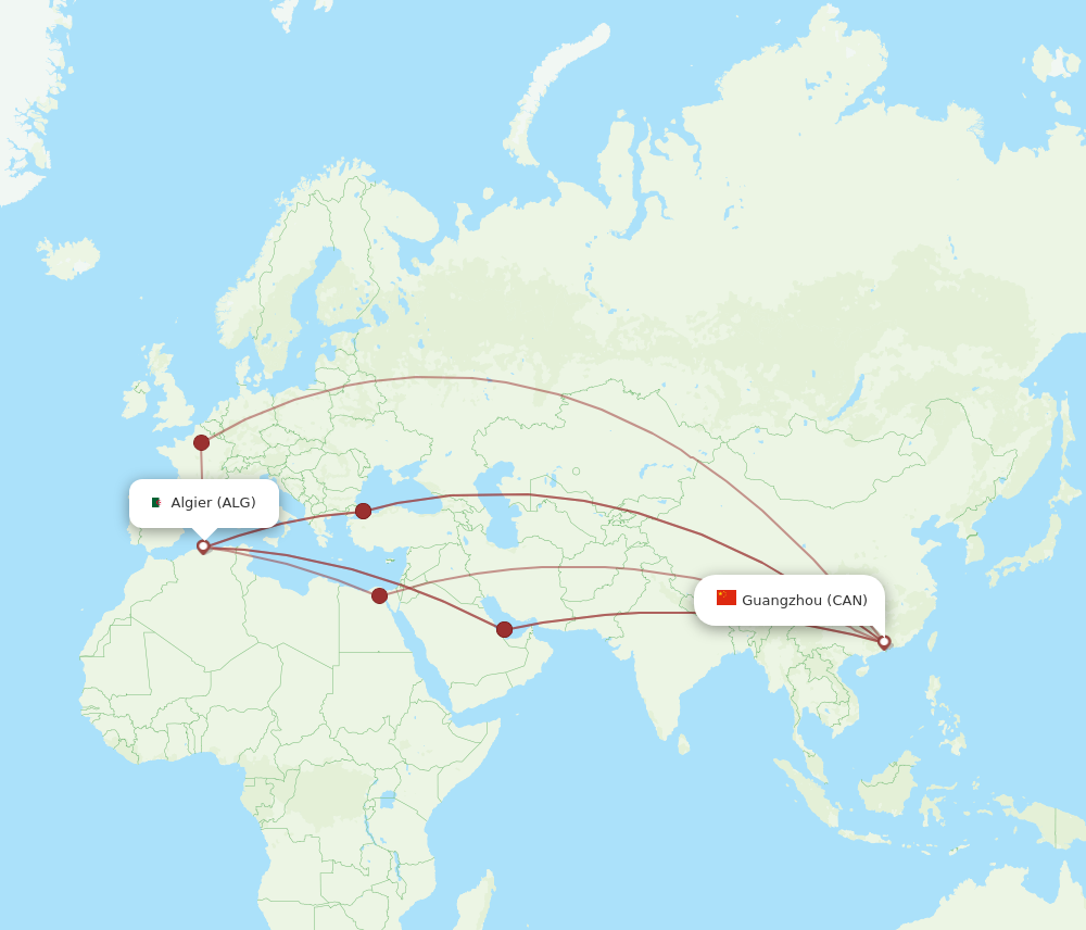 CAN to ALG flights and routes map
