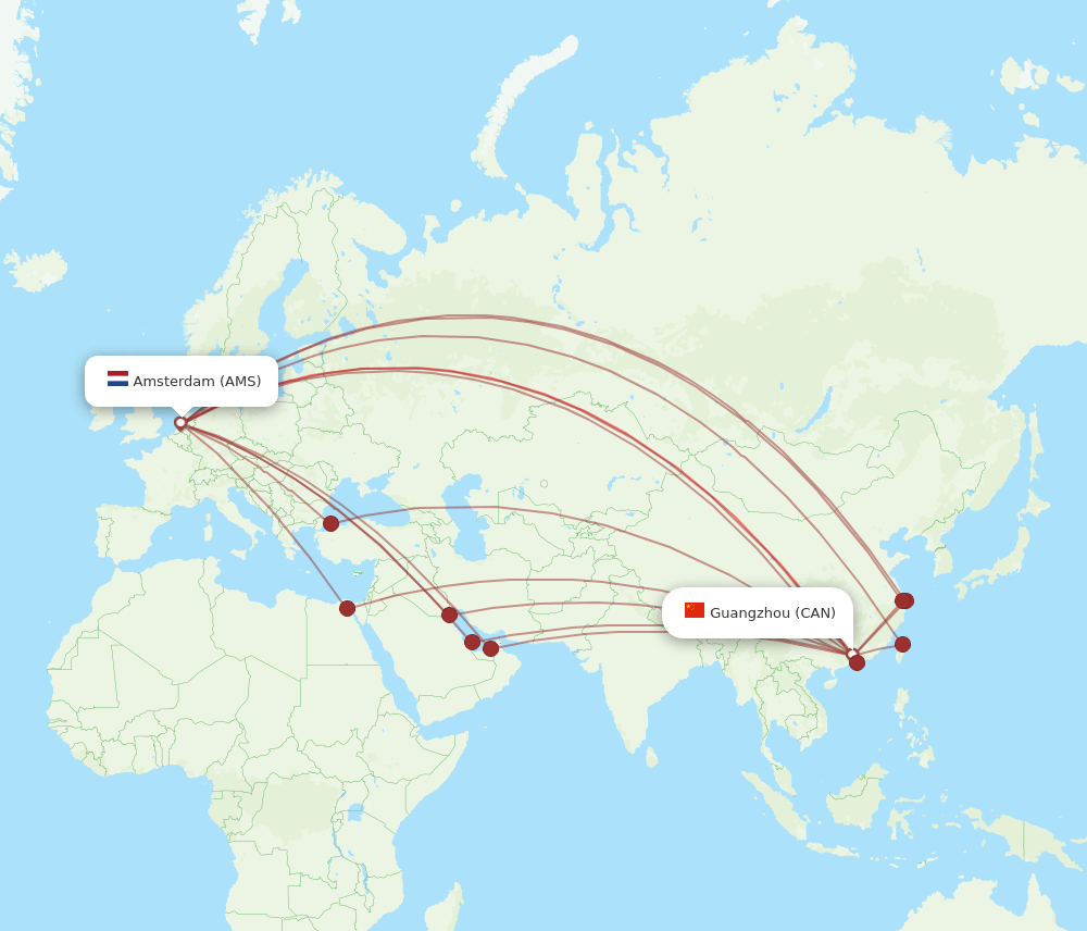 CAN-AMS flight routes
