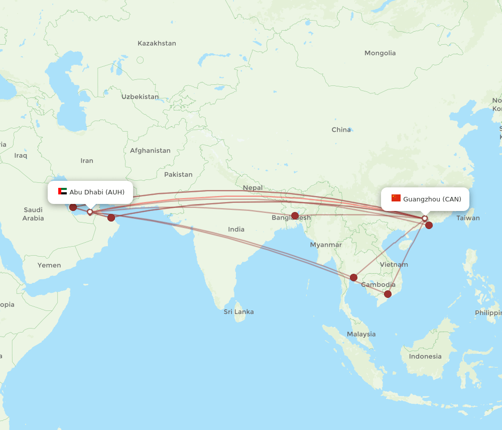 CAN-AUH flight routes
