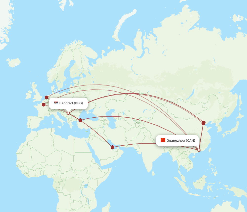 CAN-BEG flight routes