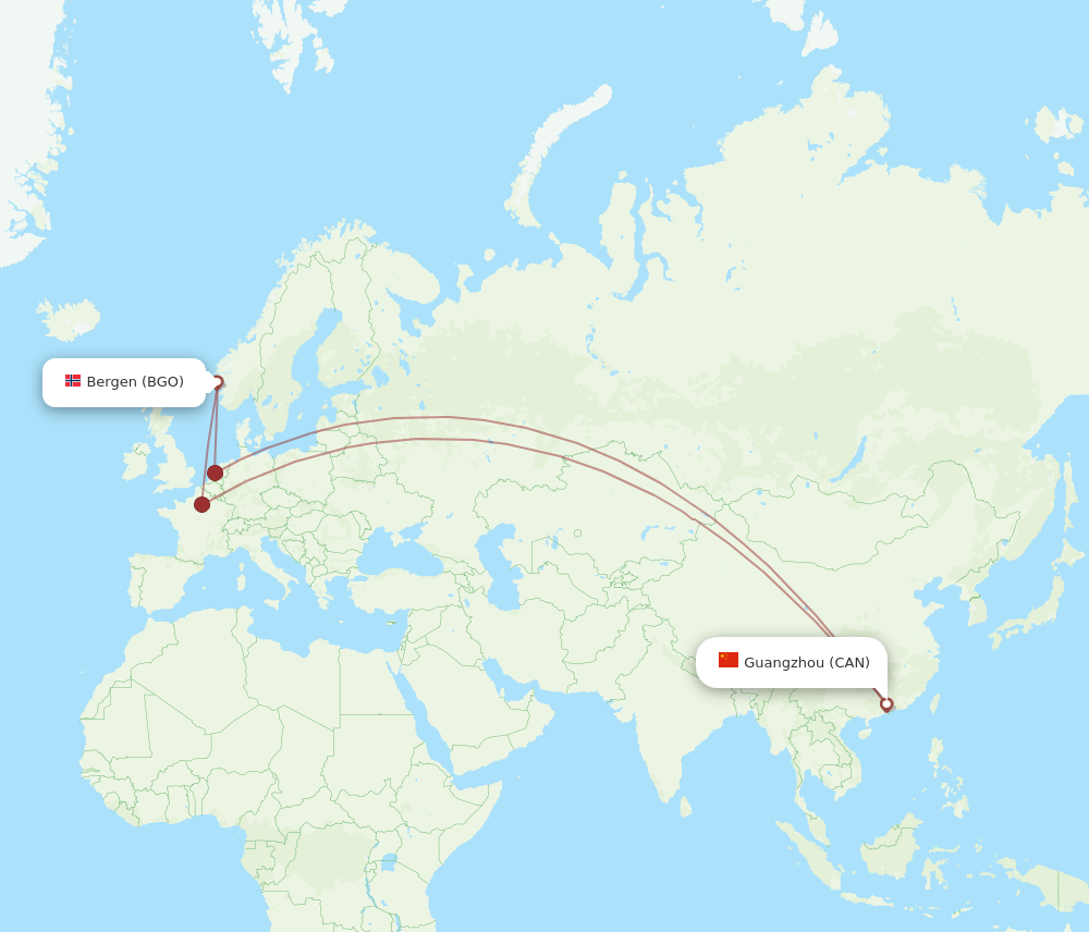 CAN-BGO flight routes