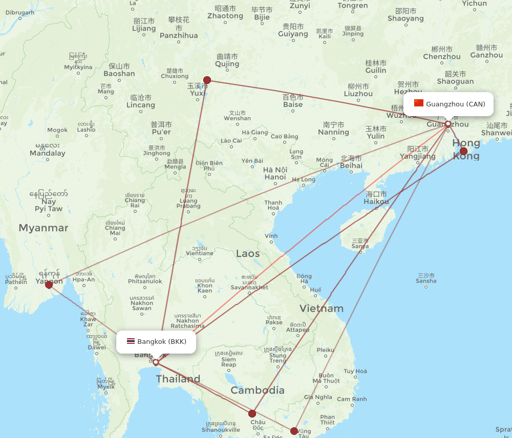 CAN-BKK flight routes