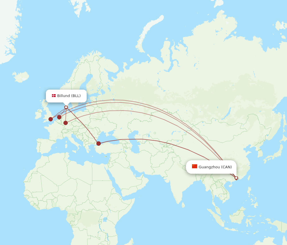 CAN-BLL flight routes