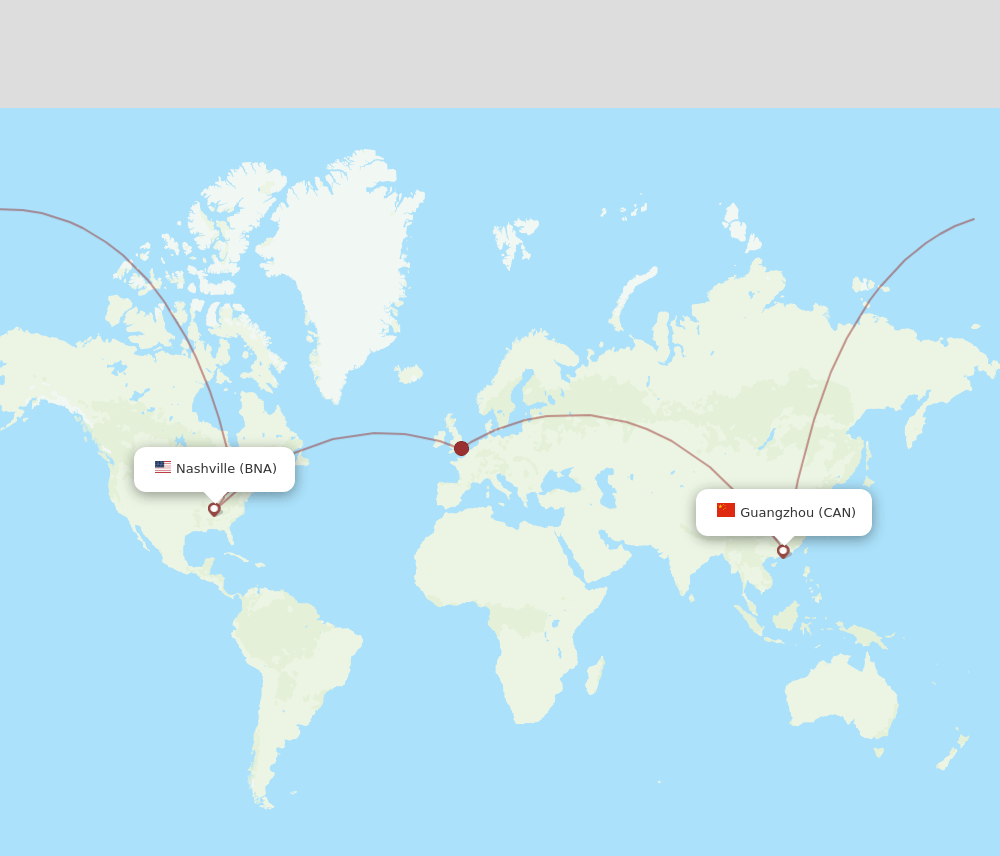 CAN to BNA flights and routes map