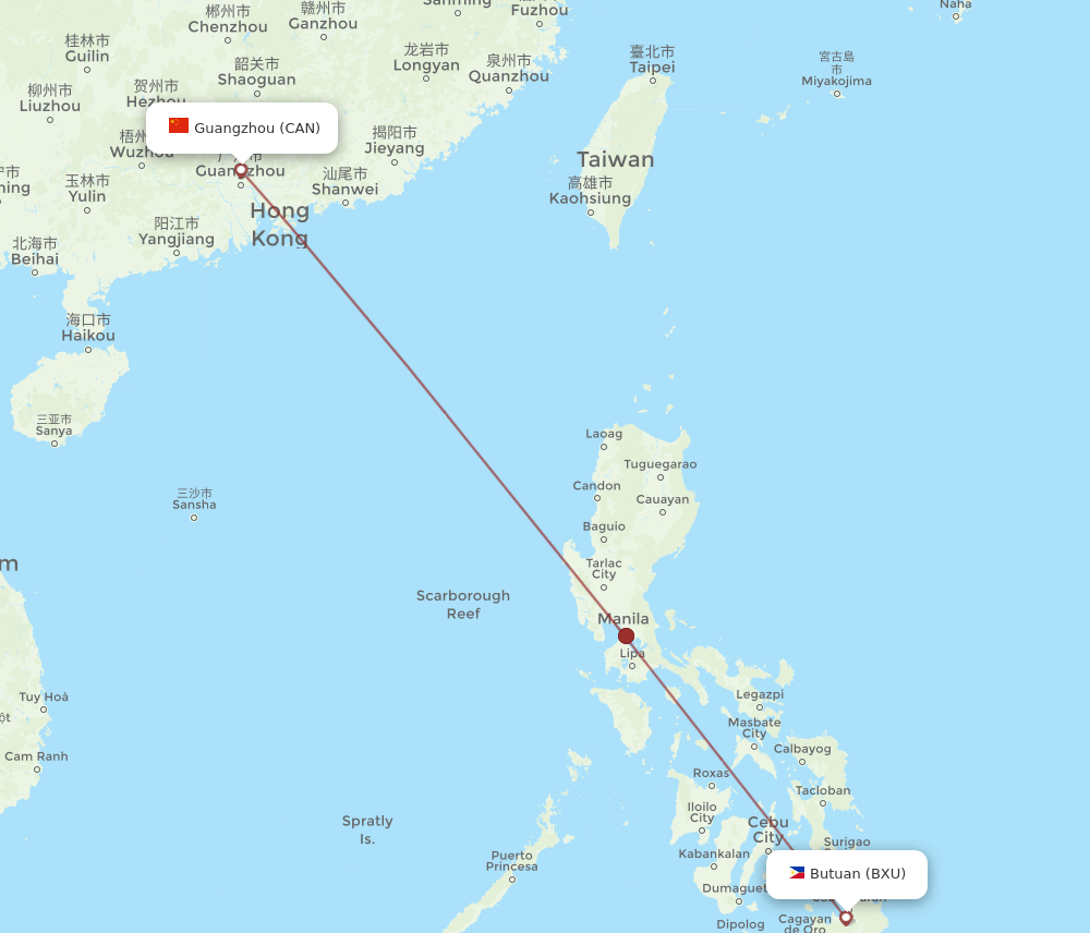 CAN-BXU flight routes
