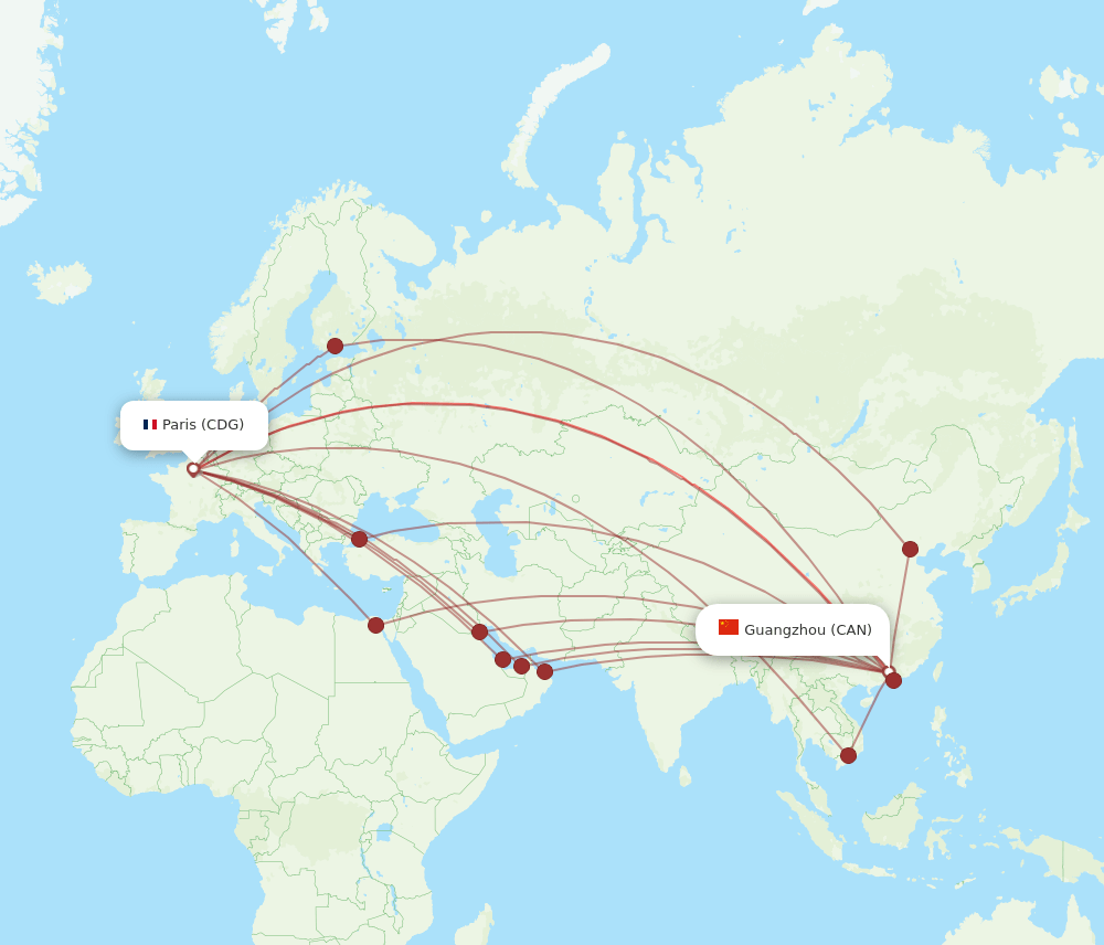 CAN-CDG flight routes