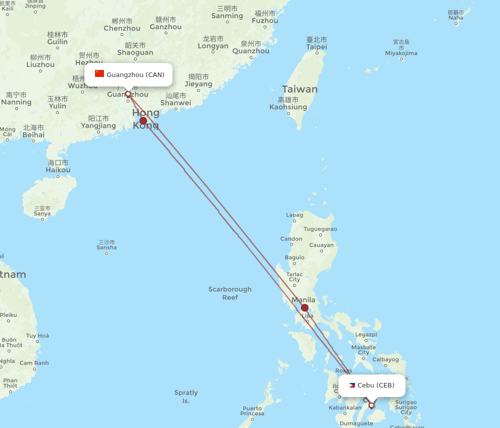 CAN-CEB flight routes