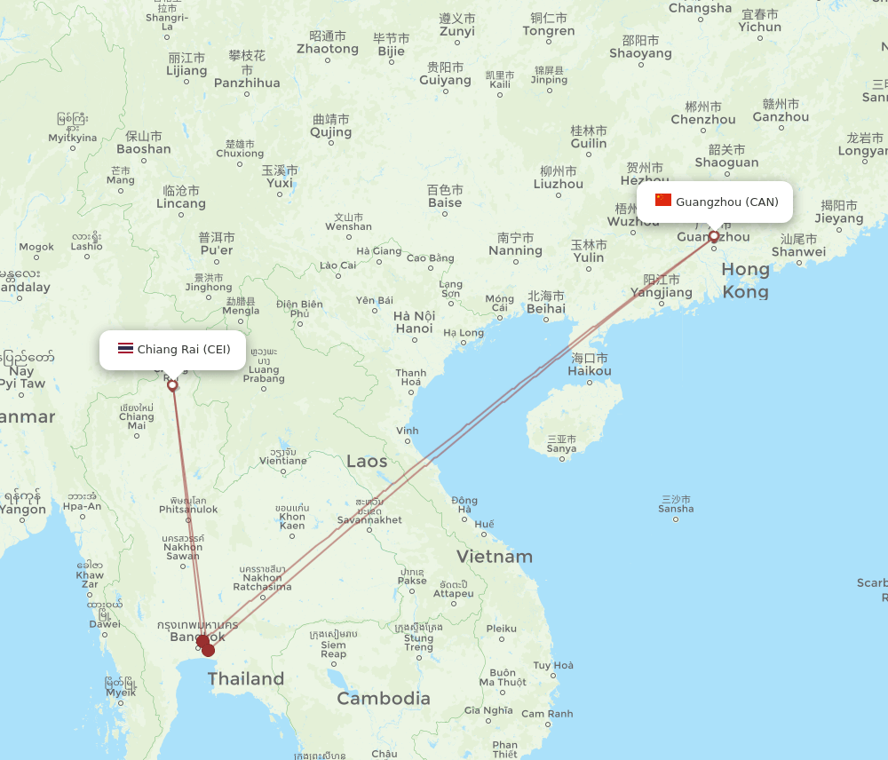 CAN-CEI flight routes