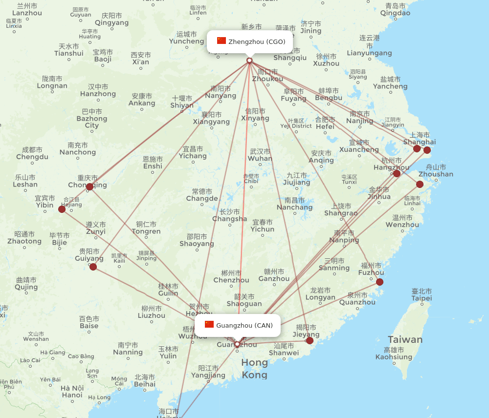 CAN-CGO flight routes