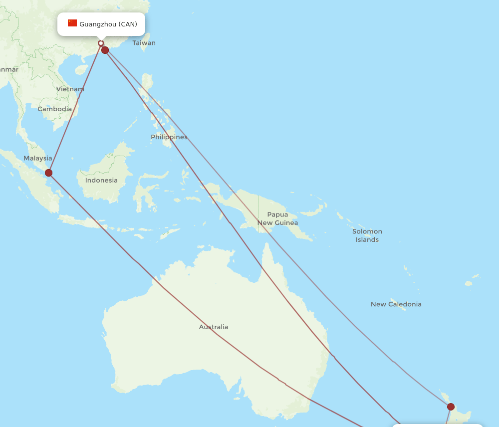 CAN-CHC flight routes
