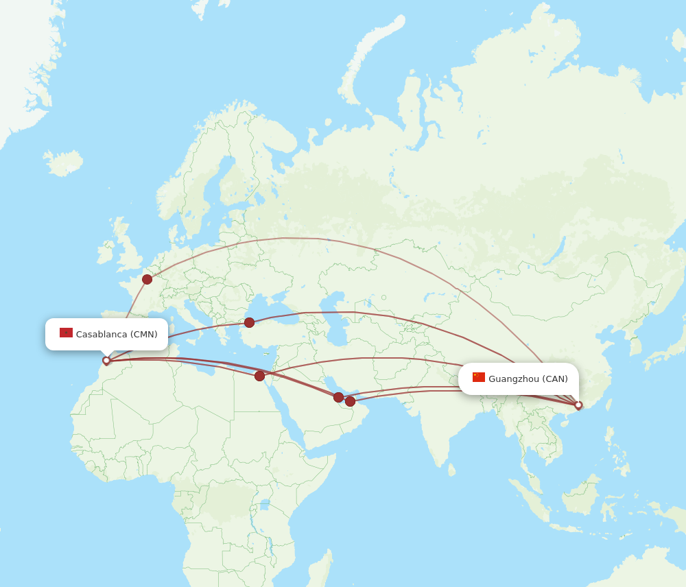 CAN to CMN flights and routes map