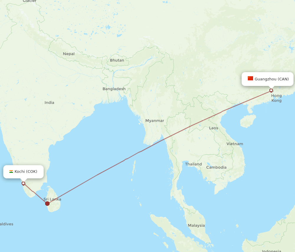 CAN-COK flight routes
