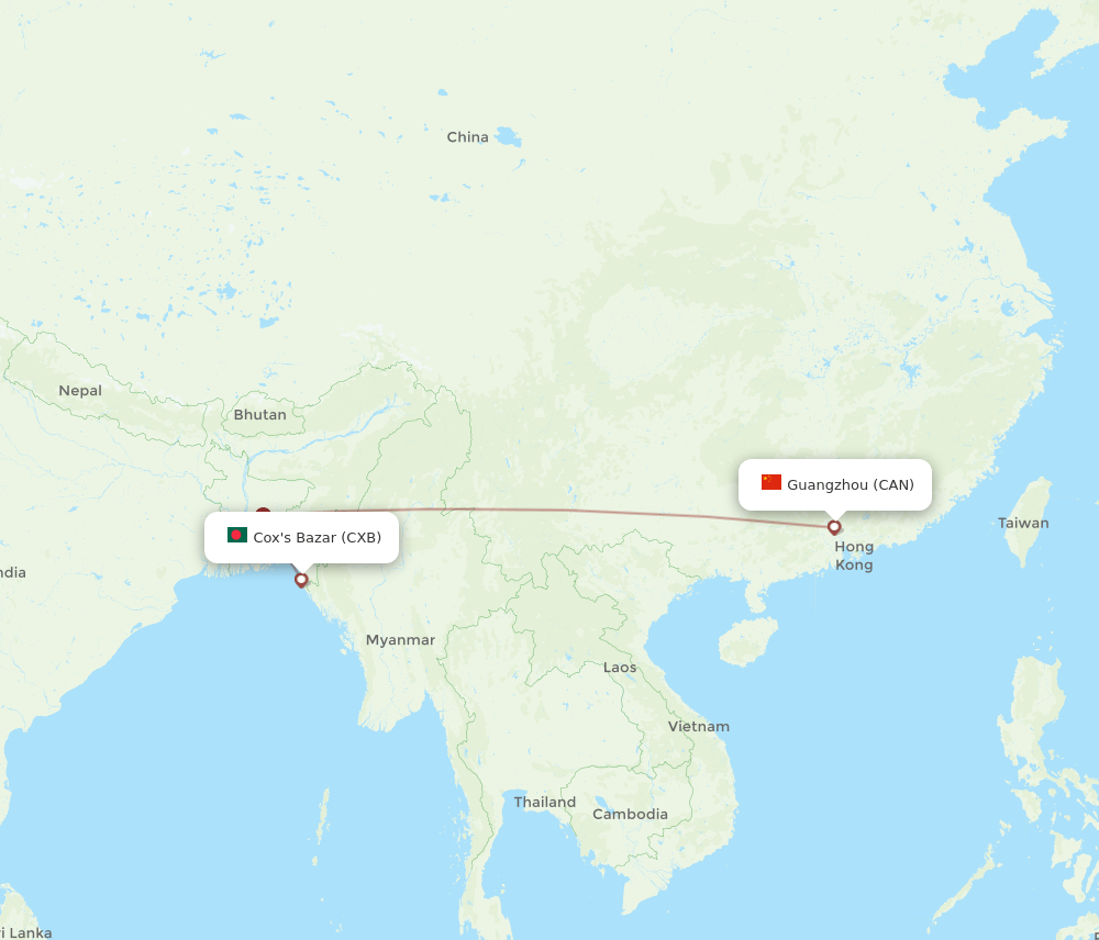 CAN-CXB flight routes