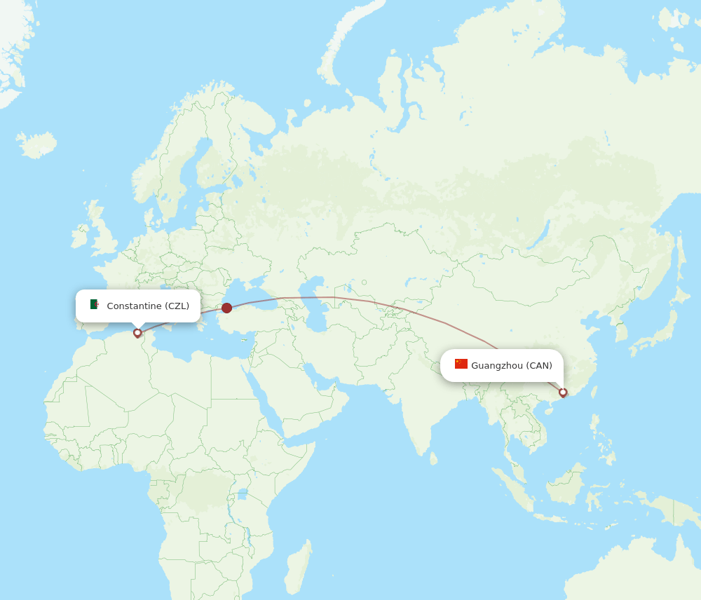 CAN to CZL flights and routes map