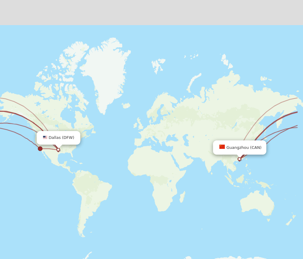 CAN to DFW flights and routes map