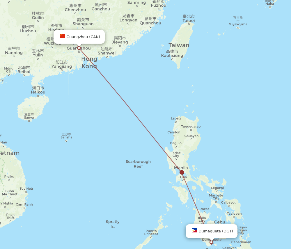 CAN-DGT flight routes