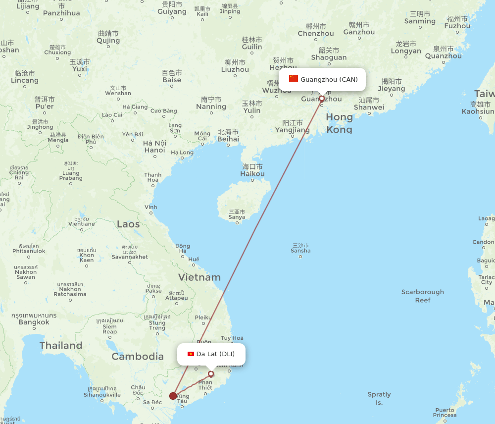 CAN-DLI flight routes