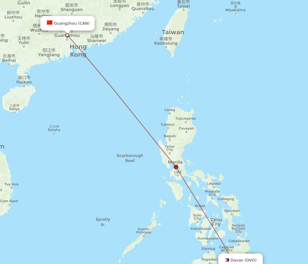 CAN-DVO flight routes