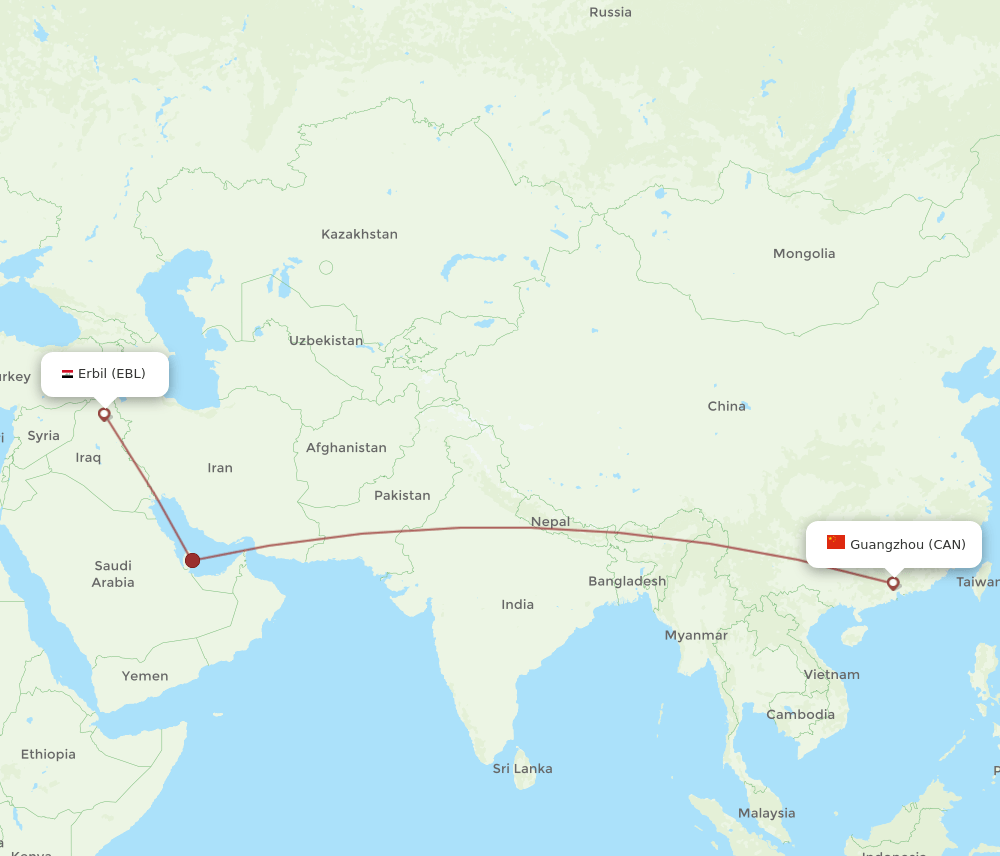 CAN-EBL flight routes