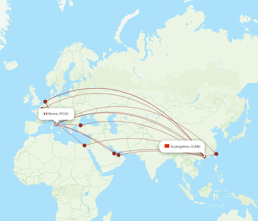 CAN-FCO flight routes