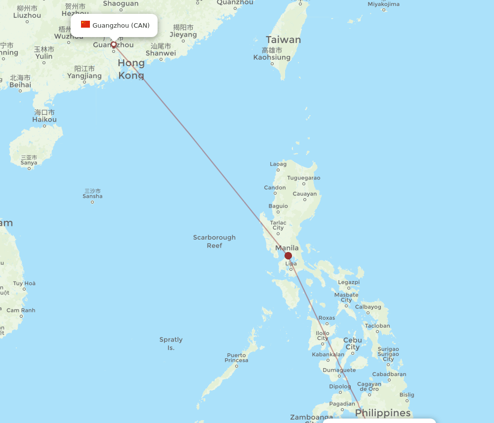 CAN-GES flight routes