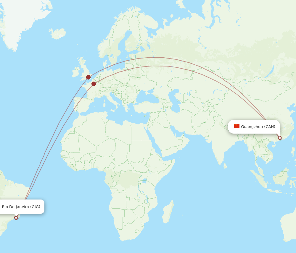 CAN to GIG flights and routes map