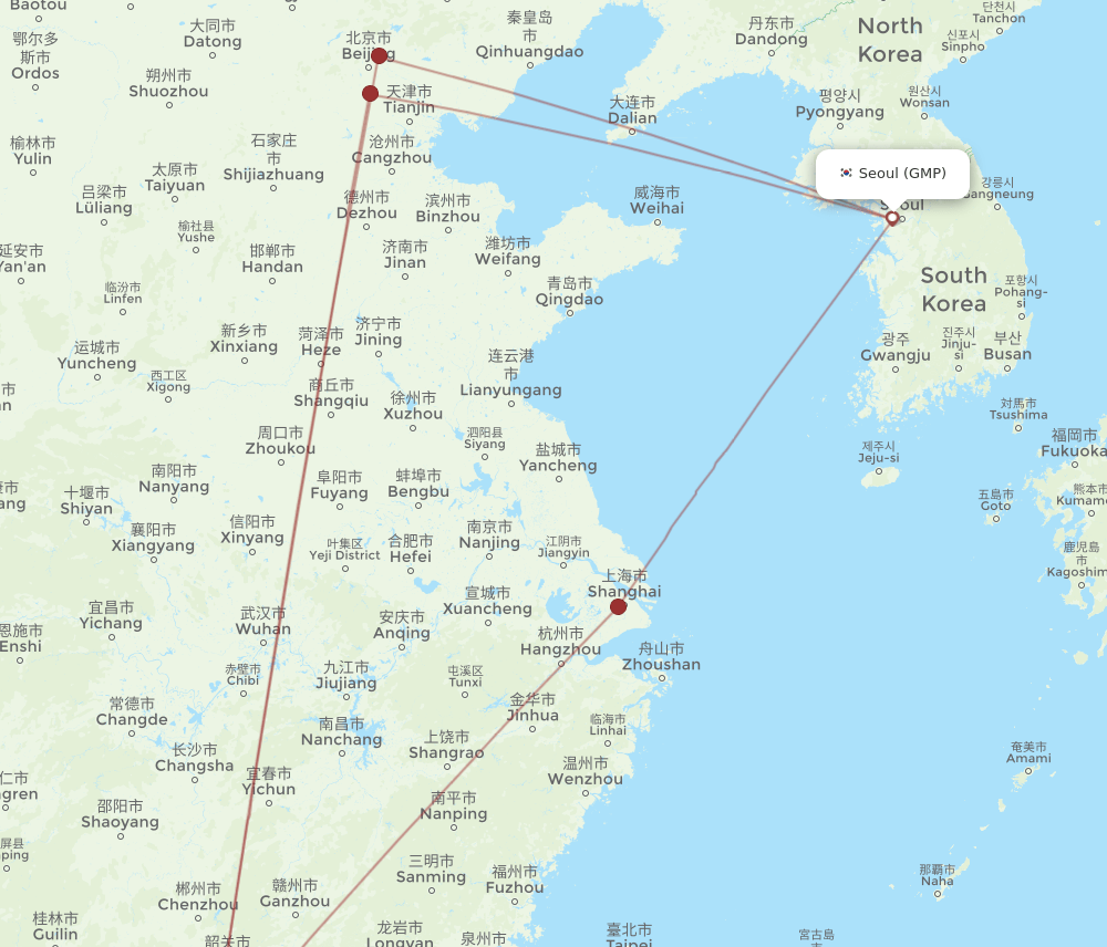 CAN-GMP flight routes