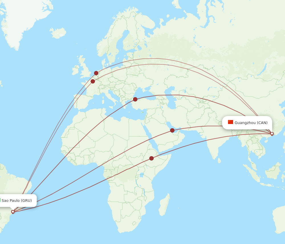 CAN to GRU flights and routes map