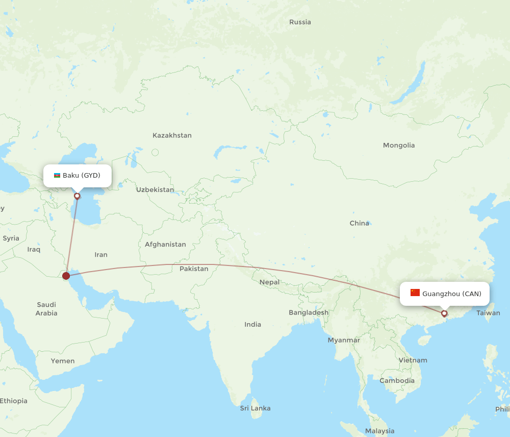 CAN-GYD flight routes