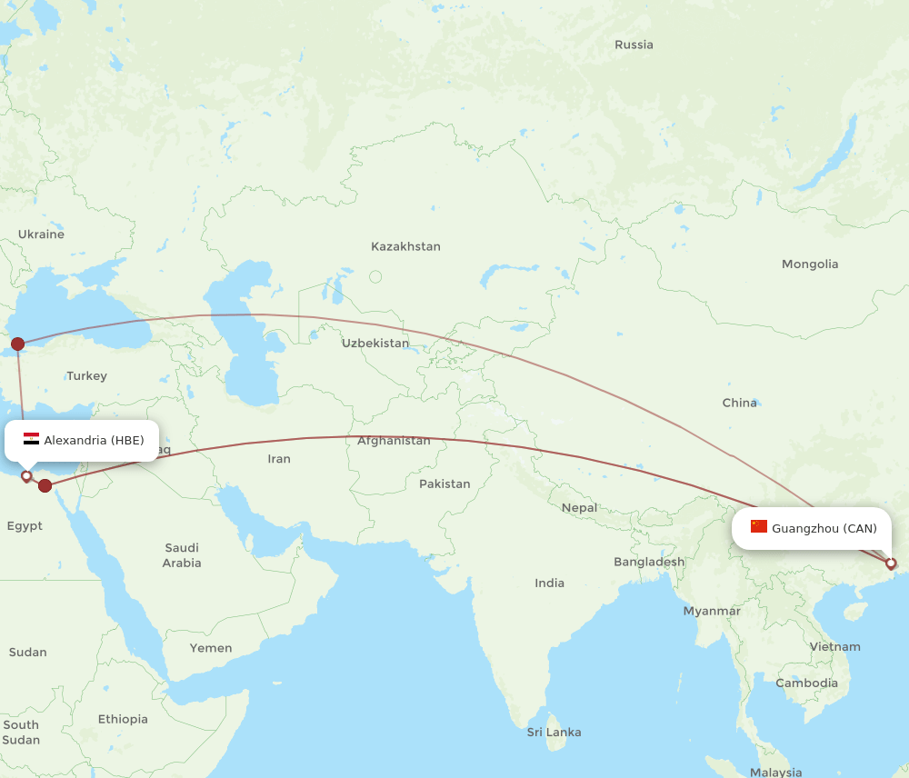 CAN to HBE flights and routes map