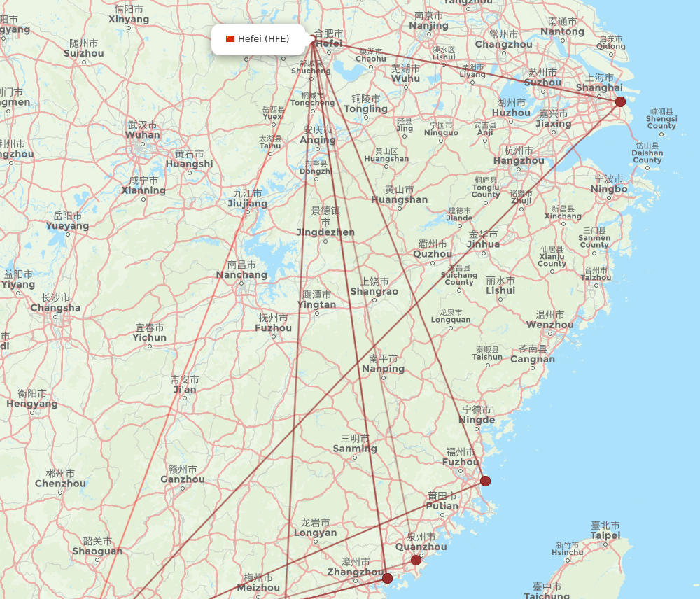 CAN to HFE flights and routes map