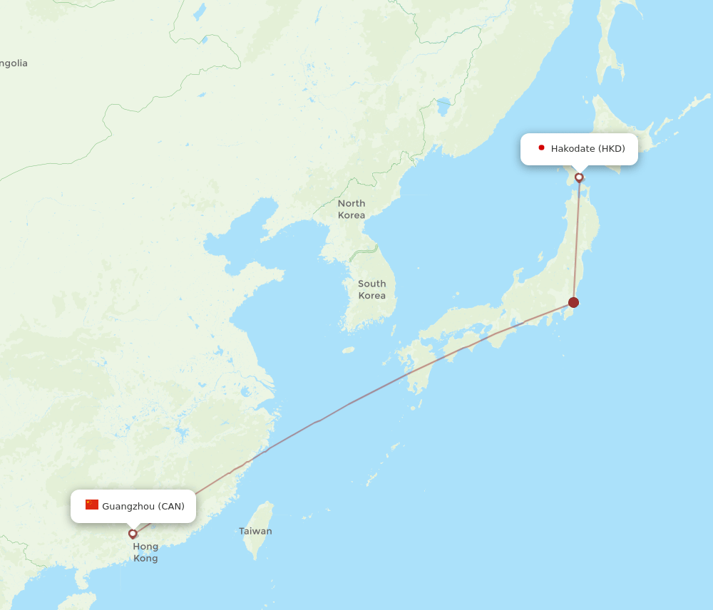 CAN to HKD flights and routes map
